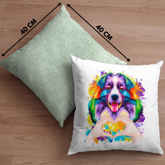 Australian Shepherd Besitzer Farbe Love Kissen mit Füllung 40x40 Geschenk Lustiger Spruch Geschenkidee Australian Shepherd Besitzerin (Grau) Grün Trendation