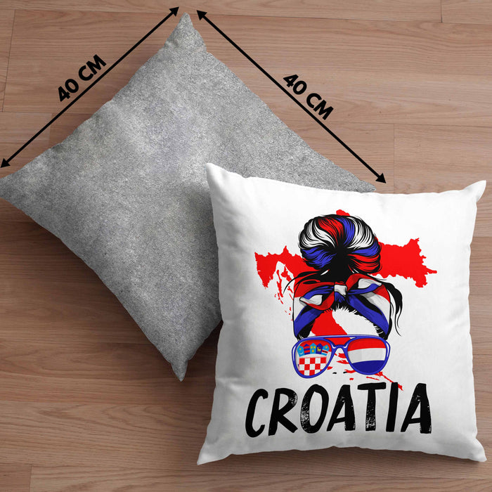 Croatia Kissen mit Füllung 40x40 Geschenk für Kroatische Frau Heimat Kroatien Geschenkidee (Grau) Grau Trendation