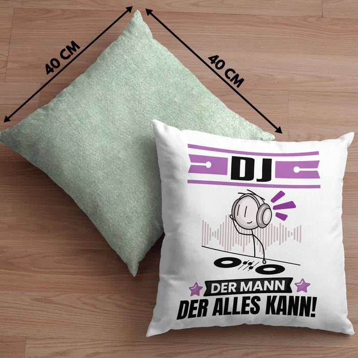 DJ Kissen mit Füllung 40x40 Geschenk für DJ Der Mann Der Alles Kann Geschenkidee zum Geburtstag (Grau) Grün Trendation