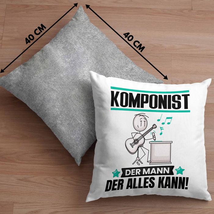 Komponist Kissen mit Füllung 40x40 Geschenk für Komponist Der Mann Der Alles Kann Geschenkidee zum Geburtstag (Grau) Grau Trendation