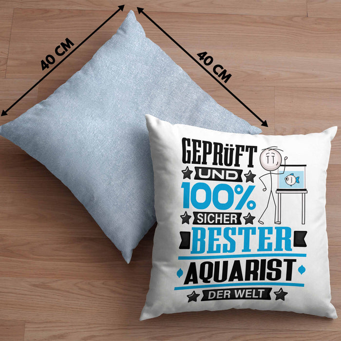 Aquarist Geschenk Lustiger Spruch für Aquarist Geschenkidee Bester Aquarist Der WeltKissen mit Füllung 40x40 (Grau) Blau Trendation