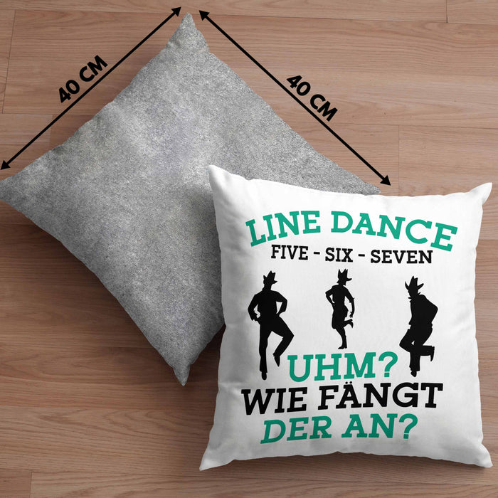 Lustige Line Dance Kissen mit Füllung 40x40 - Tolles Geschenk für Line Dance Enthusiasten (Grau) Grau Trendation