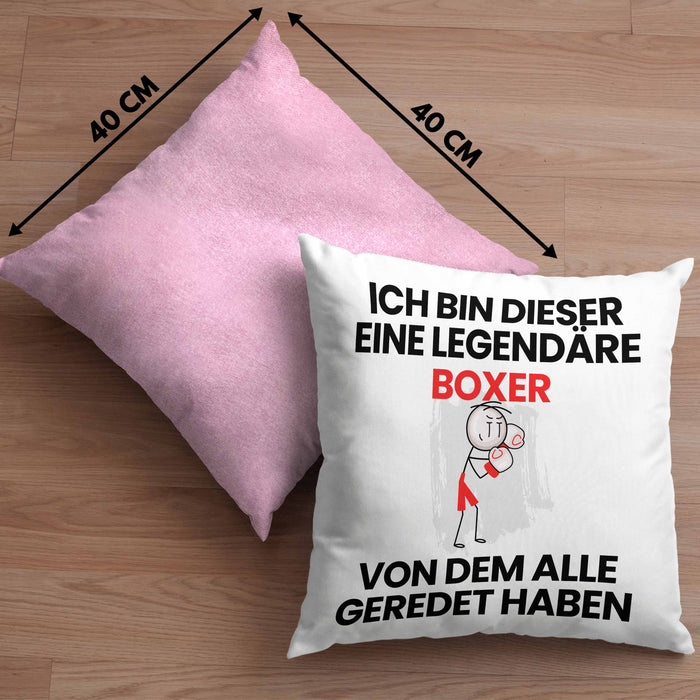 Boxer Geschenk Kissen mit Füllung 40x40 Lustige Geschenkidee Geburtstag für Boxer Ich Bin Dieser Legendäre Boxer Von Dem Alle Geredet Haben (Grau) Rosa Trendation
