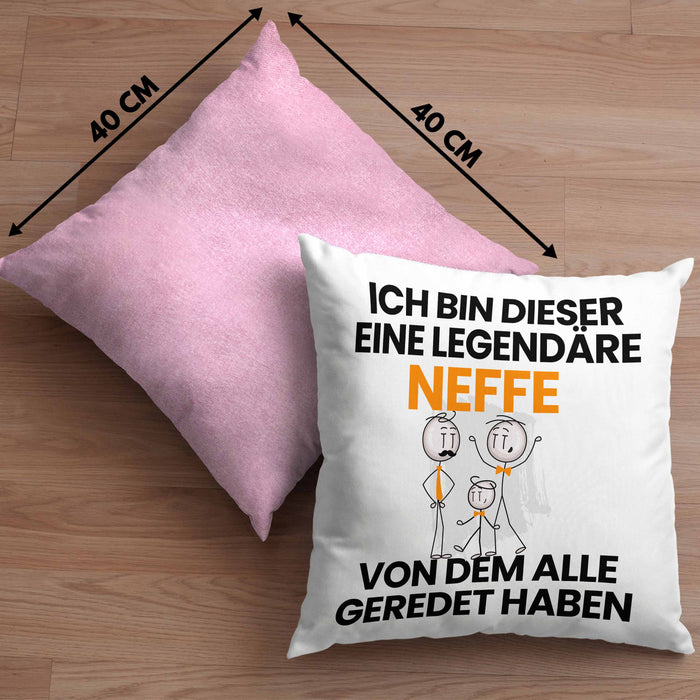 Neffe Geschenk Kissen mit Füllung 40x40 Lustige Geschenkidee Geburtstag für Neffe Ich Bin Dieser Legendäre Neffe Von Dem Alle Geredet Haben (Grau) Rosa Trendation