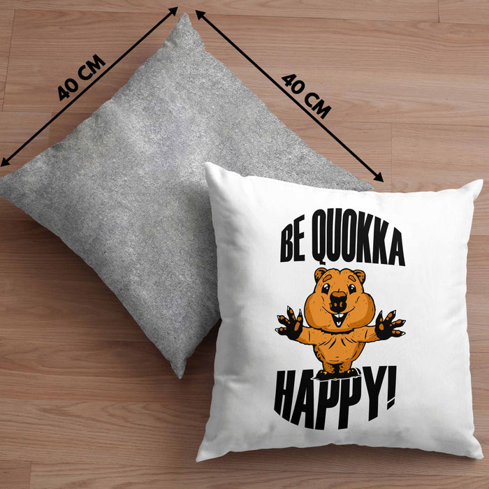 Lustige Kissen mit Füllung 40x40 Quokka-Motiv Geschenk für Quokka Liebhaber Be Quokka Happy (Grau) Grau Trendation