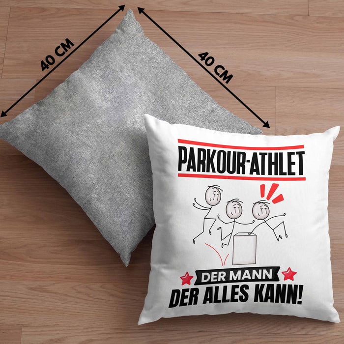 Parkour-Athlet Kissen mit Füllung 40x40 Geschenk für Parkour-Athlet Der Mann Der Alles Kann Geschenkidee zum Geburtstag (Grau) Grau Trendation
