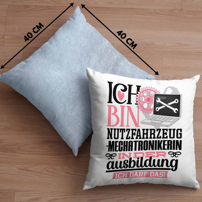 Nutzfahrzeugmechatronikerin Ausbildung Start Geschenk Kissen mit Füllung 40x40 Ich Bin Nutzfahrzeugmechatronikerin In Der Ausbildung Ich Darf Das Geschenkidee (Grau) Blau Trendation