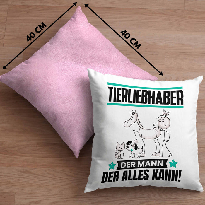 Tierwohlhaber Kissen mit Füllung 40x40 Geschenk für Tierwohlhaber Der Mann Der Alles Kann Geschenkidee zum Geburtstag (Grau) Rosa Trendation