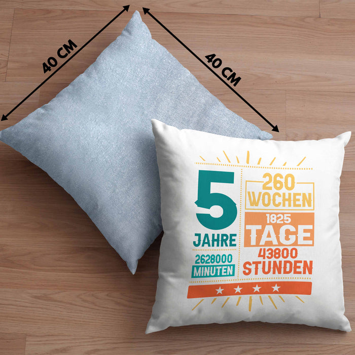 5. Geburtstag Kissen mit Füllung 40x40 Geschenk 5Er Geburtstag Geschenkidee Jungs Mädchen (Grau) Blau Trendation
