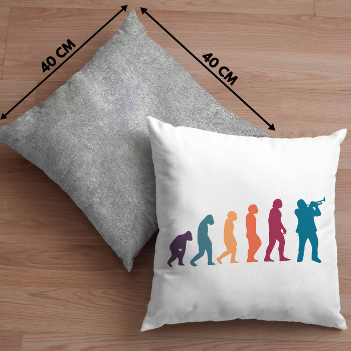 Posaunist Kissen mit Füllung 40x40 Geschenk Evolution Posaune Kaffee Geschenkidee Lustig (Grau) Grau Trendation