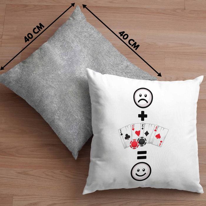Poker Kissen mit Füllung 40x40 Geschenk für Poker-Spieler Geburtstag Lustige Geschenkidee :( + Poker = :) (Grau) Grau Trendation