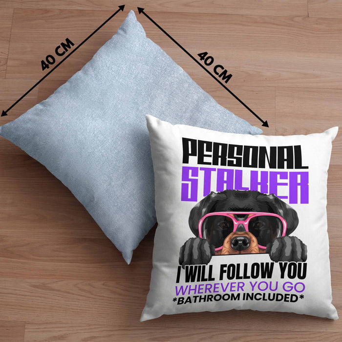 Rottweiler Besitzerin Kissen mit Füllung 40x40 Geschenk Lustiger Spruch Geschenkidee Personal Stalker (Grau) Blau Trendation