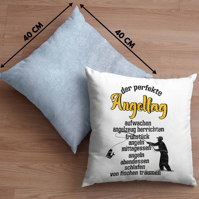 Kissen mit Füllung 40x40 für Angler Geschenk für Fischer Geschenkidee (Grau) Blau Trendation