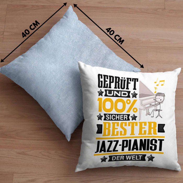 Jazz-Pianist Geschenk Lustiger Spruch für Jazz-Pianist Geschenkidee Bester Jazz-Pianist Der WeltKissen mit Füllung 40x40 (Grau) Blau Trendation