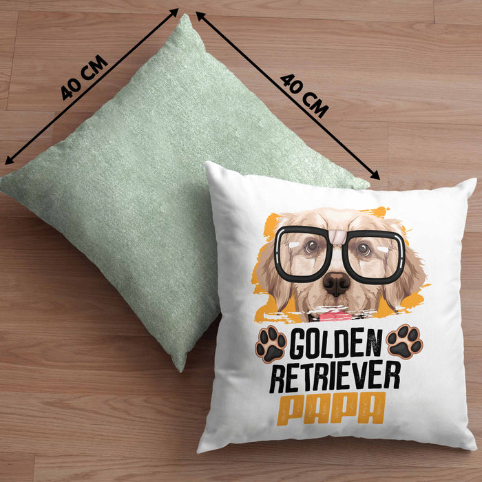 Golden Retriever Papa Besitzer Kissen mit Füllung 40x40 Geschenk Lustiger Spruch Geschenkidee Golden Retriever Liebhaber (Grau) Grün Trendation