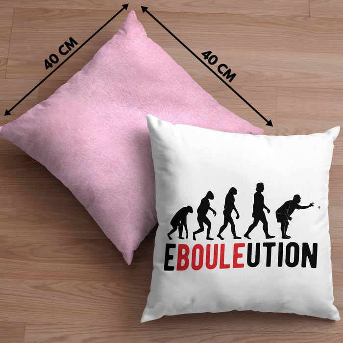 Boule Kissen mit Füllung 40x40 Geschenk Ebouleution Pétanque Boule-Spieler Geschenkidee Spruch (Grau) Rosa Trendation