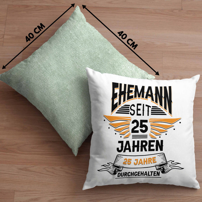 Ehemann Seit 25 Jahre Hochzeitstag Geschenk Lustiger Spruch Bester Ehemann JubiläumKissen mit Füllung 40x40 (Grau) Grün Trendation