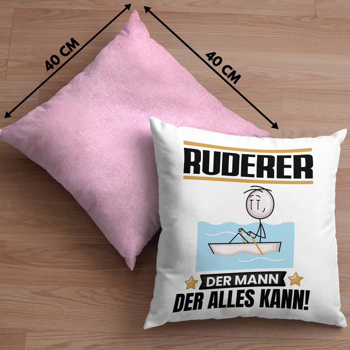 Ruderer Kissen mit Füllung 40x40 Geschenk für Ruderer Der Mann Der Alles Kann Geschenkidee zum Geburtstag (Grau) Rosa Trendation