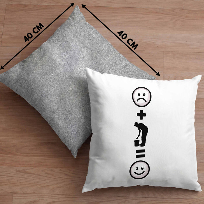 Maler Kissen mit Füllung 40x40 Geschenk für Malermeister Geburtstag Lustige Geschenkidee :( + Malen = :) (Grau) Grau Trendation