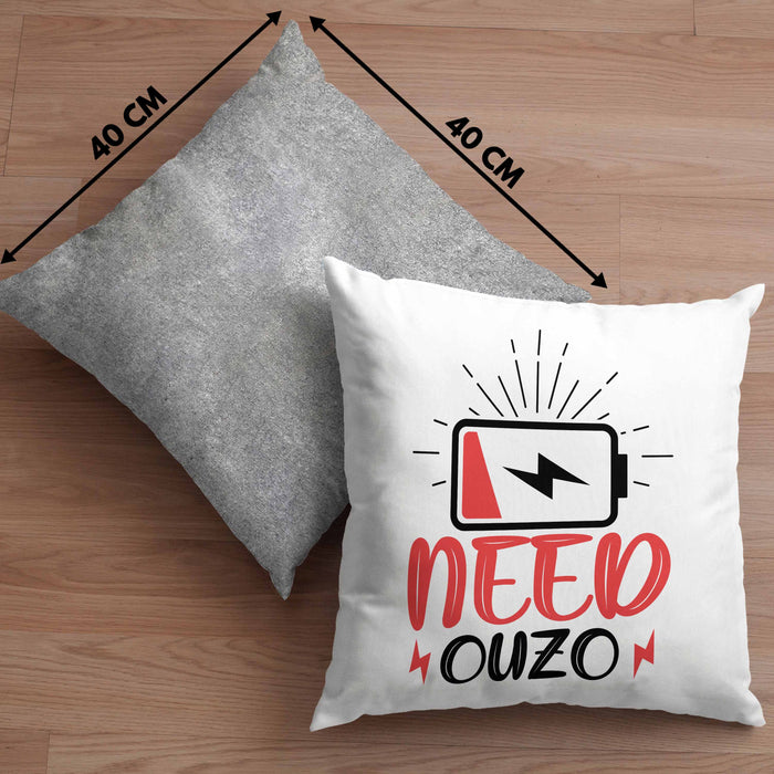 Need Ouzo Kissen mit Füllung 40x40 Geschenk Griechenland Geschenkidee (Grau) Grau Trendation