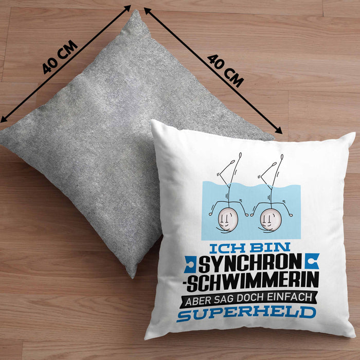 Synchronschwimmerin Geschenk Kissen mit Füllung 40x40 Ich Bin Synchronschwimmerin Aber Sag Doch Einfach Superheld Lustige Geschenkdiee für Synchronschwimmerin (Grau) Grau Trendation