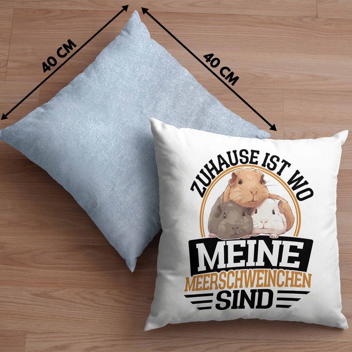 Meerschweinchen Geschenk Kissen mit Füllung 40x40 Spruch Meerschweinchen-Besitzerin Geschenkidee (Grau) Blau Trendation
