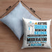 Moderator Geschenk Kissen mit Füllung 40x40 Lustiger Spruch Erheben Sie Sich Der Moderator Betritt den Raum (Grau) Blau Trendation
