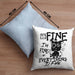 Its Fine Im Fine Everything Is Fine Kissen mit Füllung 40x40 Geschenk Katze Humor Sarkasmus (Grau) Blau Trendation