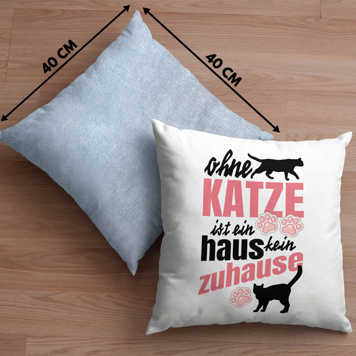 Katze Kissen mit Füllung 40x40 Katzenbesitzer Geschenk Katzen Geschenkidee Lustige Kissen mit Füllung 40x40 mit Spruch Kater Katzenmama (Grau) Blau Trendation