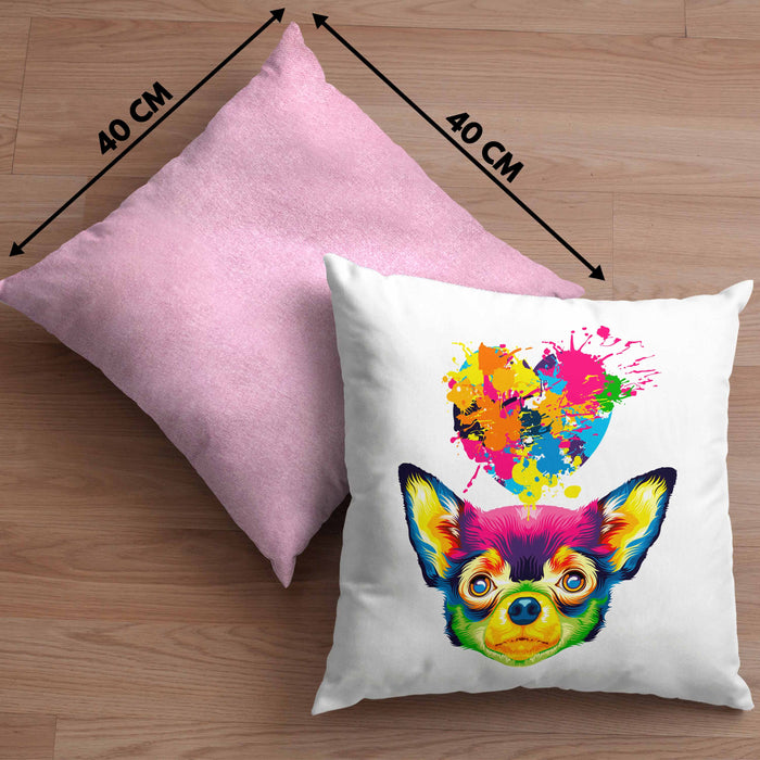 Chihuahua Herz Farbe Besitzer Kissen mit Füllung 40x40 Geschenk Lustiger Spruch Geschenkidee Chihuahua Liebhaber (Grau) Rosa Trendation