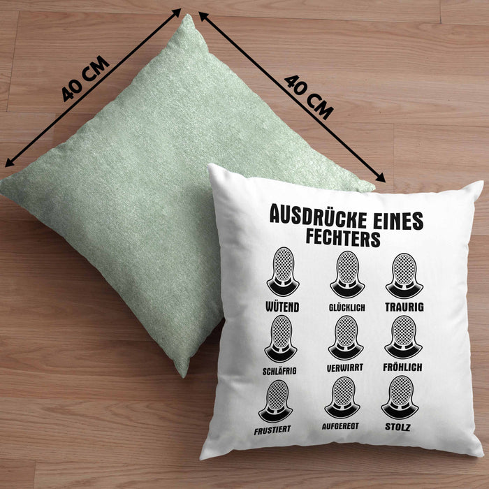 Fechter Geschenk Kissen mit Füllung 40x40 Geschenkidee Fechten Ausdrücke Eines Fechters Lustiger Spruch (Grau) Grün Trendation