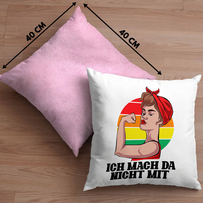 Lustige Feministen Kissen mit Füllung 40x40 Geschenk für starke Frauen Frauenpower Feminismus (Grau) Rosa Trendation