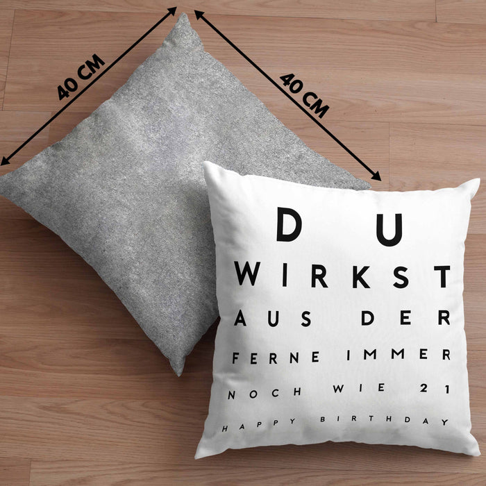 Happy Birthday Kissen mit Füllung 40x40 Du Wirst Aus Der Ferne Immer Noch Wie 21 Geburtstag Geschenkidee Männer Frauen Geschenk zum Geburtstag (Grau) Grau Trendation