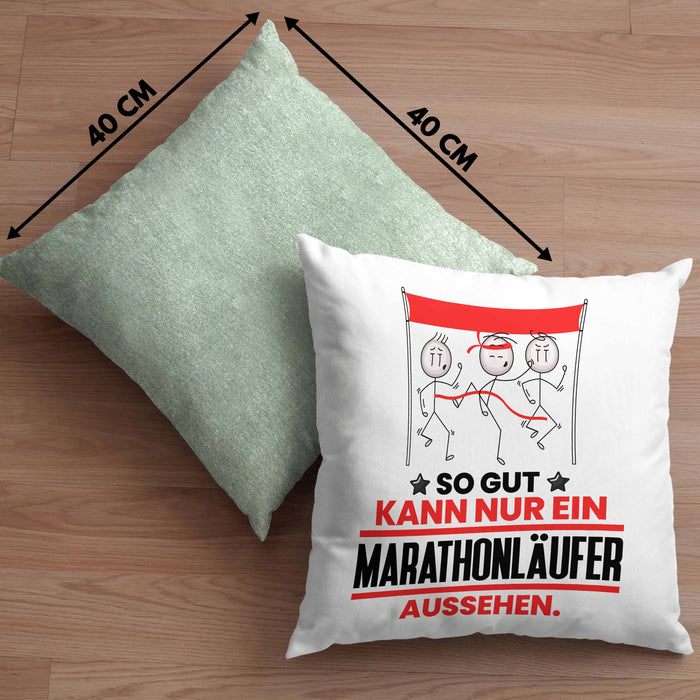 Marathonläufer Geschenk Kissen mit Füllung 40x40 So Gut Kann Nur Ein Marathonläufer Aussehen Geschenkidee (Grau) Grün Trendation
