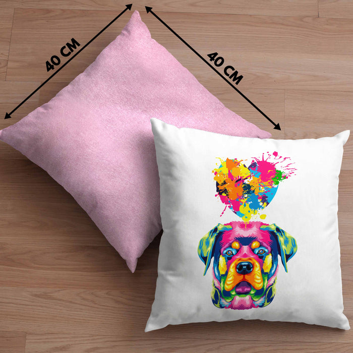 Rottweiler Herz Farbe Besitzer Kissen mit Füllung 40x40 Geschenk Lustiger Spruch Geschenkidee Rottweiler Liebhaber (Grau) Rosa Trendation
