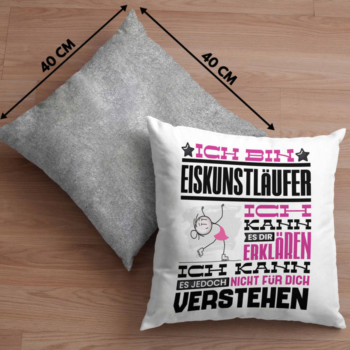 Eiskunstläufer Geschenk Kaffee-Kissen mit Füllung 40x40 Geschenkidee für Eiskunstläufer Ich Bin Eiskunstläufer Ich Kann Es Dir Erklären Jedoch Nicht Für Dich Verstehen Spruch Lustig (Grau) Grau Trendation