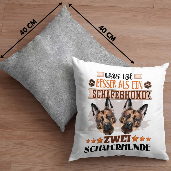 Schäferhund Besitzer Kissen mit Füllung 40x40 Geschenk Lustiger Spruch Geschenkidee Was Ist Besser Als Ein Schäferhund (Grau) Grau Trendation