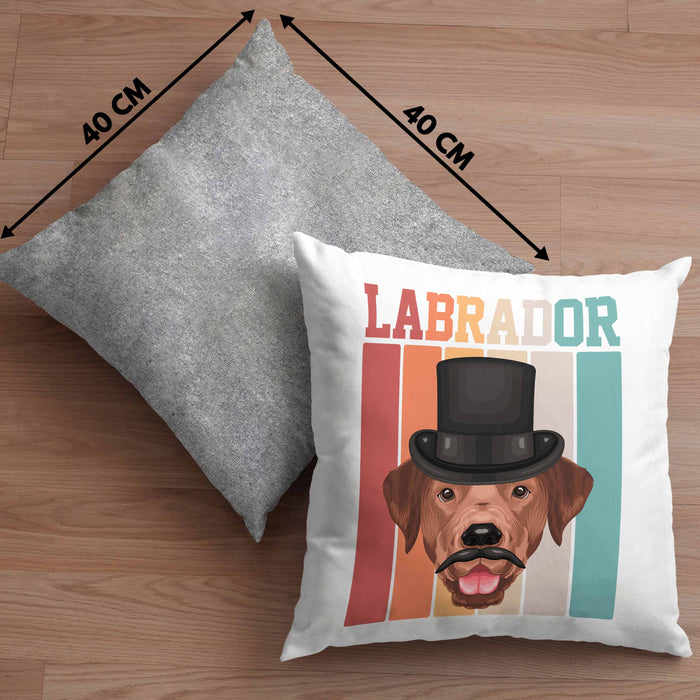 Labrador Besitzer Kissen mit Füllung 40x40 Geschenk Lustiger Spruch Geschenkidee Retro Vinatge Labrador (Grau) Grau Trendation
