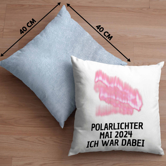 Polarlichter 2024 Kissen mit Füllung 40x40 Geschenk Ich War Dabei Polar-Lichter Polarlicht Heute Nochmal Polarlichter Kaffee-Kissen mit Füllung 40x40 (Grau) Blau Trendation