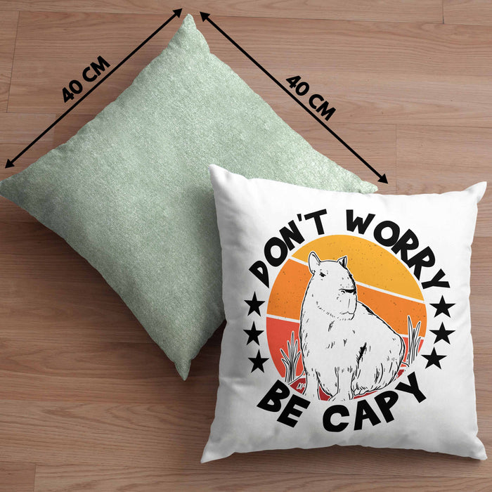 Don't Worry Be Capy Kissen mit Füllung 40x40 Capybara Tier Geschenk für Capybara Liebhaber (Grau) Grün Trendation