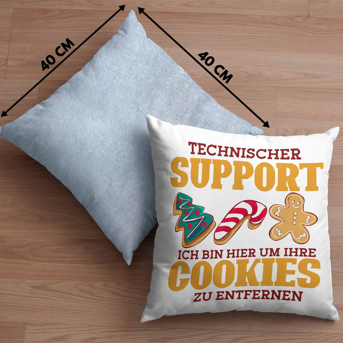 Lustige Kissen mit Füllung 40x40 Technischer Support "Ich bin hier, um Ihre Cookies zu entfernen" Geschenk für Tech-Enthusiasten (Grau) Blau Trendation
