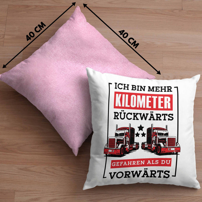 Lustige Kissen mit Füllung 40x40 LKW-Fahrer Geschenk Geschenkidee LKW Spruch (Grau) Rosa Trendation