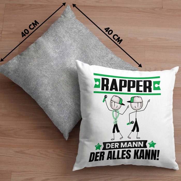 Rapper Kissen mit Füllung 40x40 Geschenk für Rapper Der Mann Der Alles Kann Geschenkidee zum Geburtstag (Grau) Grau Trendation