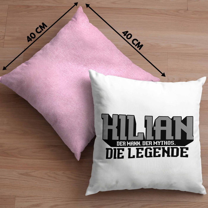 Kilian Kissen mit Füllung 40x40 Namen Spruch Namenstag (Grau) Rosa Trendation