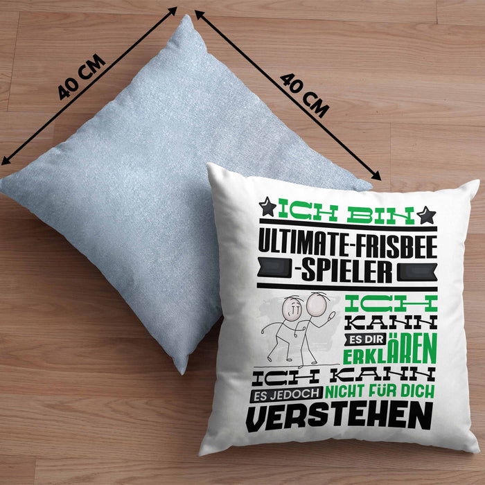 Ultimate-Frisbee-Spieler Geschenk Kaffee-Kissen mit Füllung 40x40 Geschenkidee für Ultimate-Frisbee-Spieler Ich Bin Ultimate-Frisbee-Spieler Ich Kann Es Dir Erklären Jedoch Nicht Für Dich Verstehen Spruch Lustig (Grau) Blau Trendation