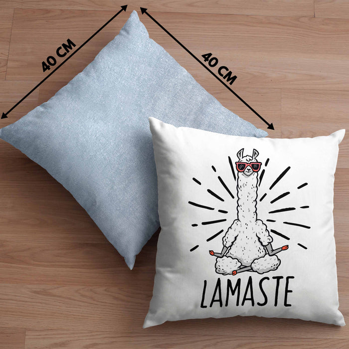 Llama Meditations-Kissen mit Füllung 40x40 Geschenk für Meditationsliebhaber Meditieren (Grau) Blau Trendation