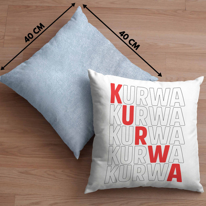 Kurwa Kissen mit Füllung 40x40 Polen Polska (Grau) Blau Trendation