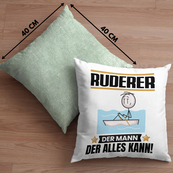 Ruderer Kissen mit Füllung 40x40 Geschenk für Ruderer Der Mann Der Alles Kann Geschenkidee zum Geburtstag (Grau) Grün Trendation