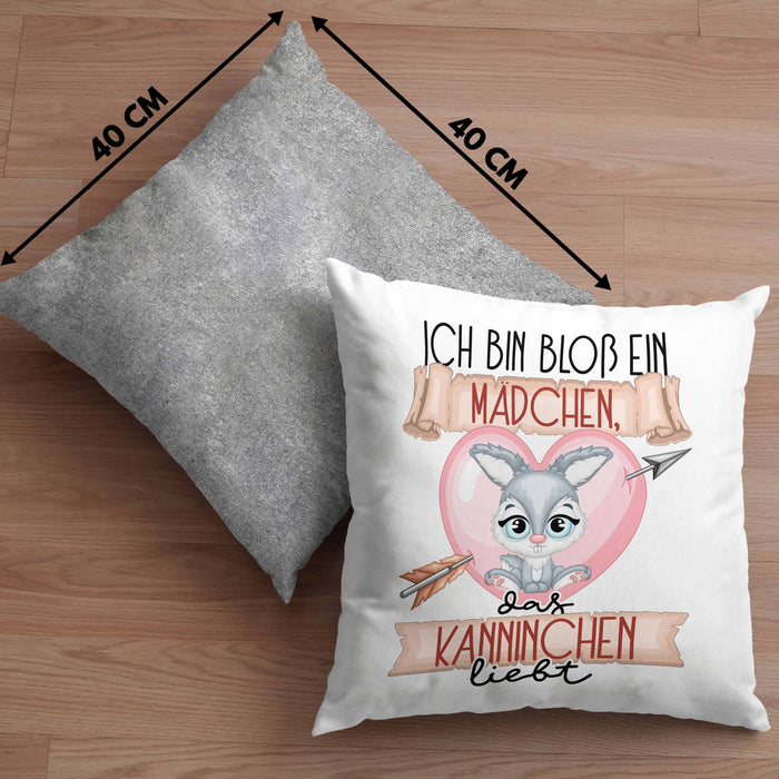 Kaninchen Kissen mit Füllung 40x40 Geschenk Frauen Ich Bin Bloß Ein Mädchen Das Kaninchen Liebt Hasen Kaninchen-Liebhaberin Geschenk Spruch Geburtstag (Grau) Grau Trendation