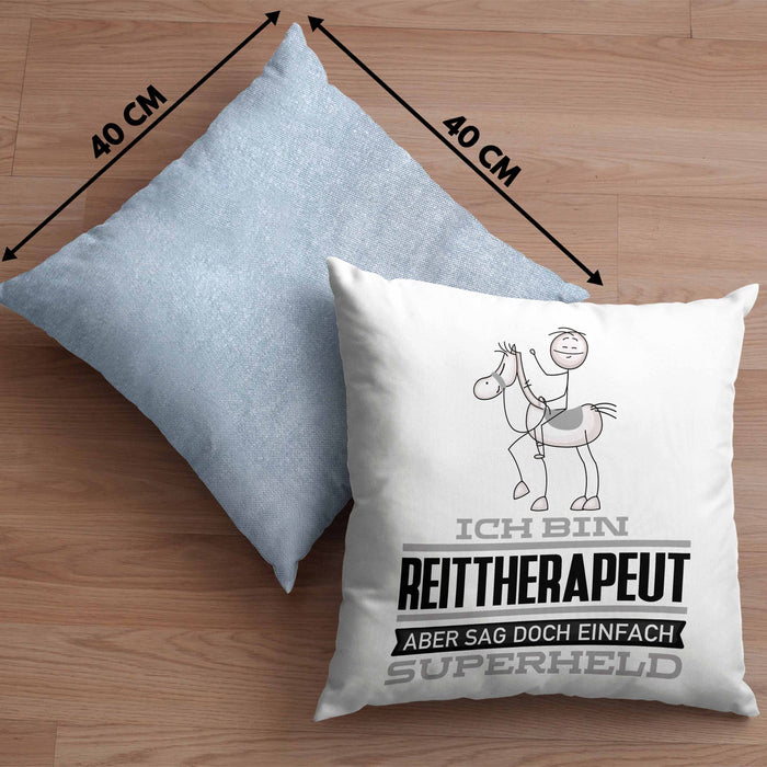 Reittherapeut Geschenk Kissen mit Füllung 40x40 Ich Bin Reittherapeut Aber Sag Doch Einfach Superheld Lustige Geschenkdiee für Reittherapeut (Grau) Blau Trendation